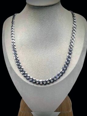 Sterling Silver 925 Cuban Link Necklace - Polished Chain=bling
